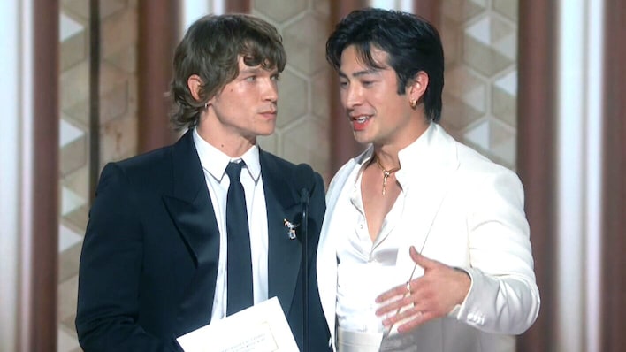 Stars of 'Heated Rivalry' present at the Golden Globes